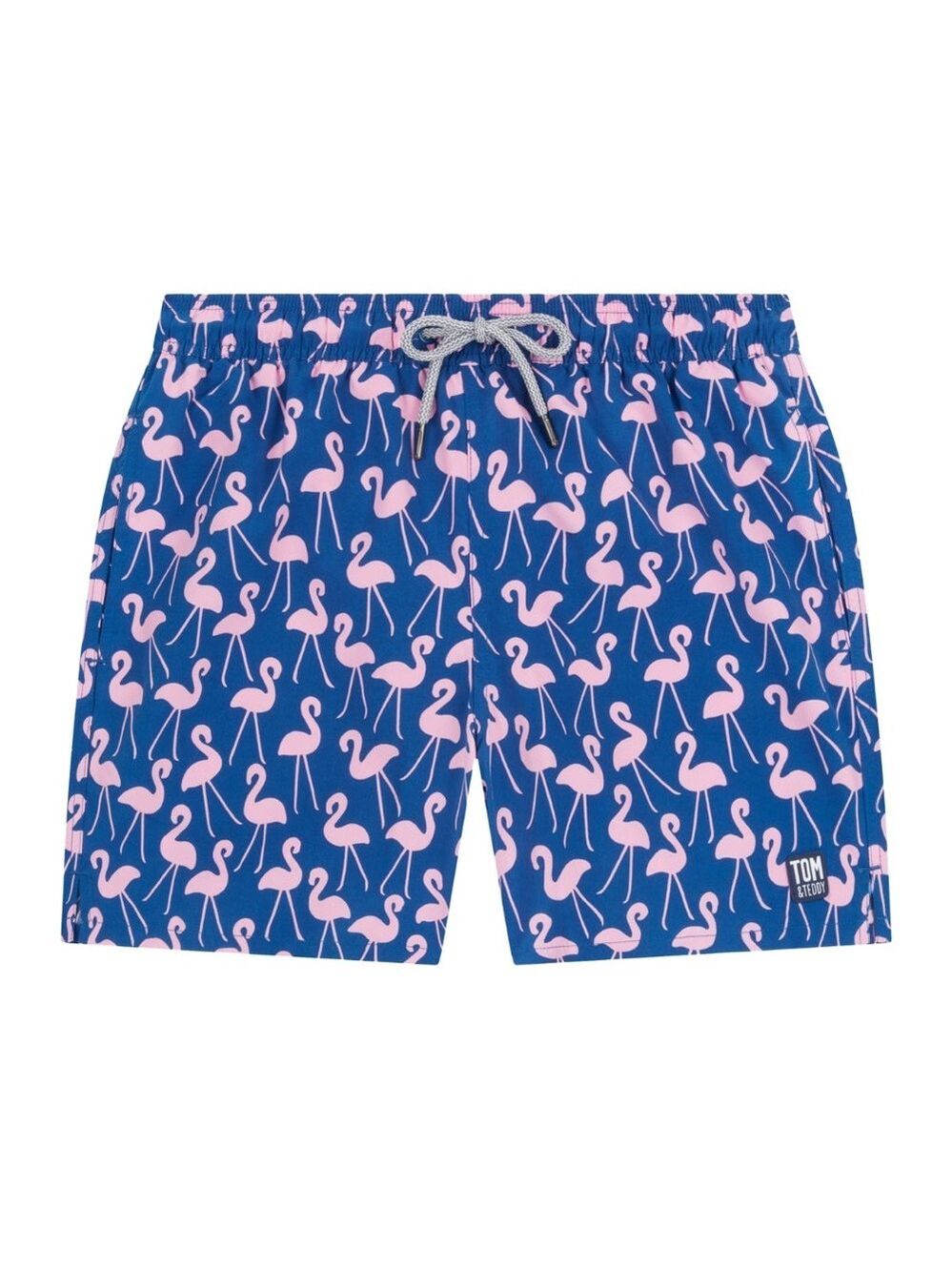 Tom & Teddy Rose Flamingos Classic Swim Shorts - Size Boys 11/12